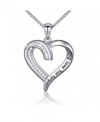 S925 Sterling Silver " I Love You Forever " Pendant Necklace-Box Chain-18 inches - C317YIIZ2KZ