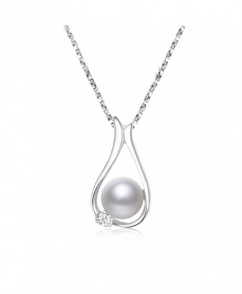 Nonnyl S925 Sterling Silver Freshwater Cultured Pearl Necklaces Pendants 18 inch Chain - CE17Z6H3CHC
