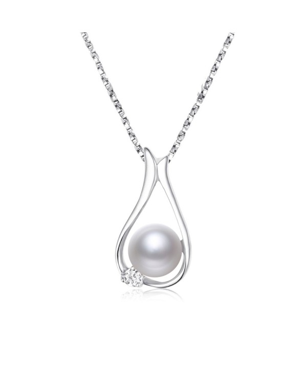 Nonnyl S925 Sterling Silver Freshwater Cultured Pearl Necklaces Pendants 18 inch Chain - CE17Z6H3CHC