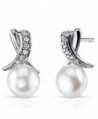 Ribbon Design 6.5mm Freshwater Cultured Pearl Earrings Sterling Silver - CP12NERVMQD