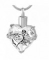 Always In My heart Crystal Necklace Stainless Steel Cremation Ashes Pendant Memorial Cremation Jewelry - CR1840Q3WTS