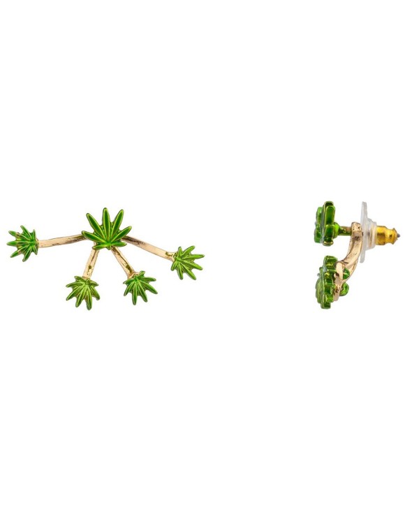 Lux Accessories Marijuana Weed 420 Pot Leaf Suspension Stud Earrings - CA123FINX9F