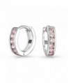 Bling Jewelry Simulated Pink Topaz CZ Sterling Silver Huggie Hoop Earrings - C511I35UEKH