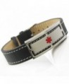 MyIDDr - Pre-Engraved & Customized Sulfa Allergy Black Leather Medical ID Bracelet- Wrist Sz: 7"-8.25" - C411BKWAMV5