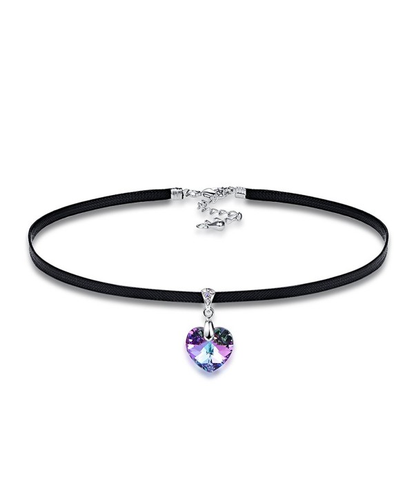MALANDA XILION Heart Crystal Pendant Choker Necklace Rope Chain For Women Wedding Jewelry Gift - Crystal VL - CN184NKISW4