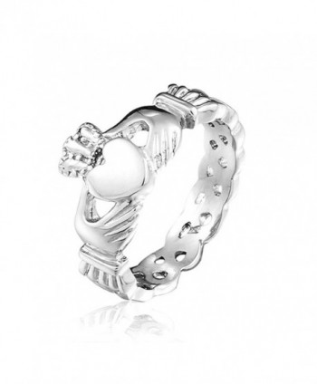 SHINYSO Fashion Jewelry Stainless Steel Unisex Claddagh with Celtic Knot Ring Wedding Band (size 7-8-9-10) - CJ11YDPJ80N
