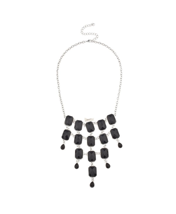 Lux Accessories Black Layered Bib Statement Necklace. - CN11KUZV12N