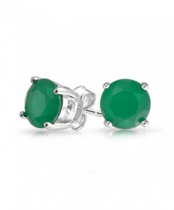 Bling Jewelry Round CZ Simulated Jade Stud earrings 925 Sterling Silver 7mm - CF11HNTZBVL