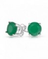 Bling Jewelry Round CZ Simulated Jade Stud earrings 925 Sterling Silver 7mm - CF11HNTZBVL