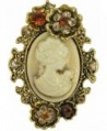 Gyn&Joy Old Style Cameo Lady Maiden Flower Crystal Rhinestone Pin Brooch BZ004 - C217Z39ZARW