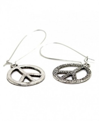 Silver Peace Sign Kidney wire Earrings