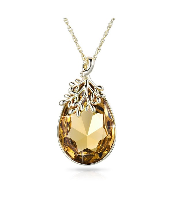 Alantyer Necklace Teardrop Swarovski Birthstone - Light Topaz - CB185LW7YYN