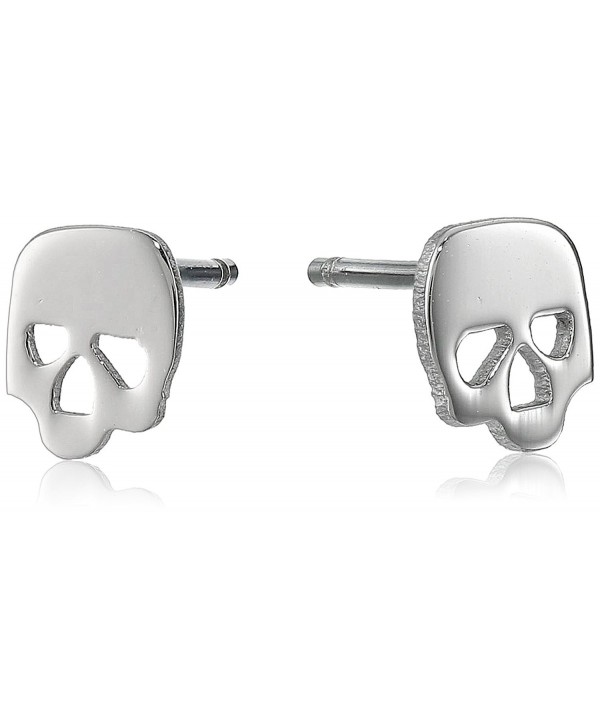 Stainless Steel Tiny Skull Stud Earrings 1/4 inch round - CZ117V5B93V