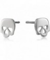 Stainless Steel Tiny Skull Stud Earrings 1/4 inch round - CZ117V5B93V