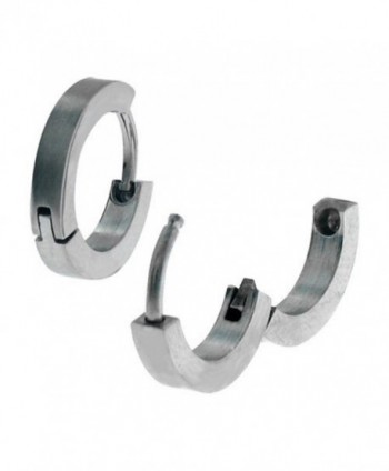 Inox Jewelry Earrings 316L Stainless Steel Matte Finished Huggies. 2mm - CT11UI5N993