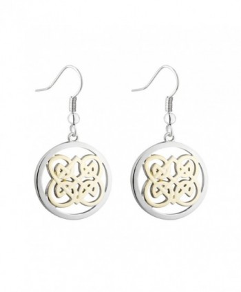 Book of Kells Celtic Drop Earrings Round Two Tone - CW12MZHPW72