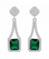 EVER FAITH Women's Cubic Zirconia Gorgeous Square Flower Chandelier Drop Earrings Silver-Tone - Green - CU12NSVPPFA