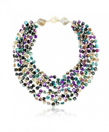 20 Inch MultiColor Simulated Shell Pearls Multi-Strand Twist Necklace - CP11HXZ2S5H