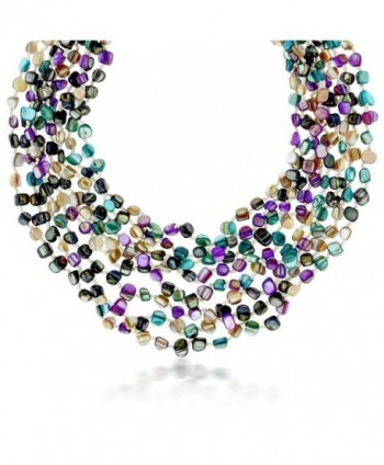 MultiColor Simulated Pearls Multi Strand Necklace