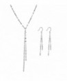 Tassel Y Necklace and Matching Dangle Earrings | Yellow Gold- Rose Gold or Rhodium over Sterling Silver - CT12MA6ZORH