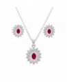 Oval Luxury Necklace & Earrings Jewelry Set Trendy AAA Cubic Zirconia For Women - Red - CG1897R54TN