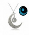 Linsh Initial Necklace Glow in Dark Hollow Out Carved Moon G Letter Pendant Necklace Color: Silver - CW12MG8XR5Z