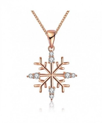 KAVANI Snowflake Pendant Necklace Crystal rhinestone as Christmas Gift for Women Girls - Rose Gold Snowflake - C91887QWN7I