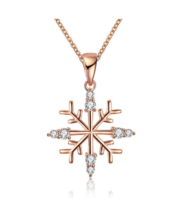 KAVANI Snowflake Pendant Necklace Crystal rhinestone as Christmas Gift for Women Girls - Rose Gold Snowflake - C91887QWN7I