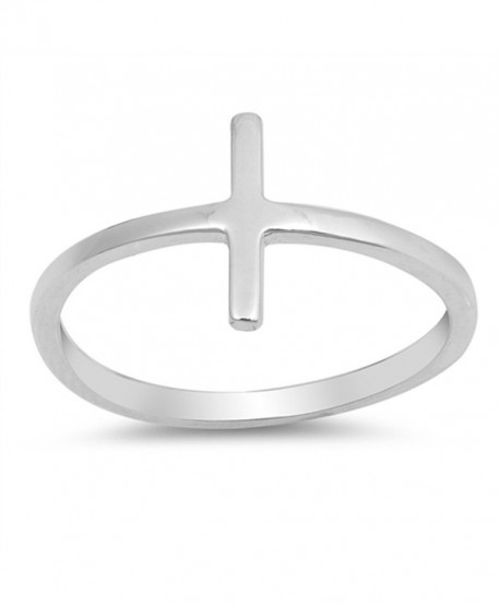 Sideways Cross Bar Stackable Love Ring New .925 Sterling Silver Band Sizes 4-10 - CC184Y6I8DR