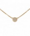 Tiny CZ Pave Circle Disk Necklace .925 Sterling Silver Rose Gold Tone 16" - 18" - CY11QB168NR