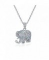 Bling Jewelry Lucky Elephant CZ Pendant Rhodium Plated Necklace 18 Inches - CI119B12RGL