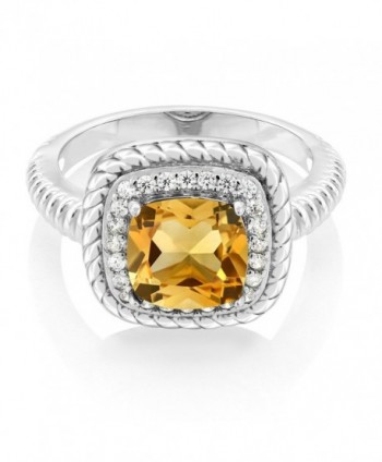Cushion Yellow Citrine Sterling Engagement