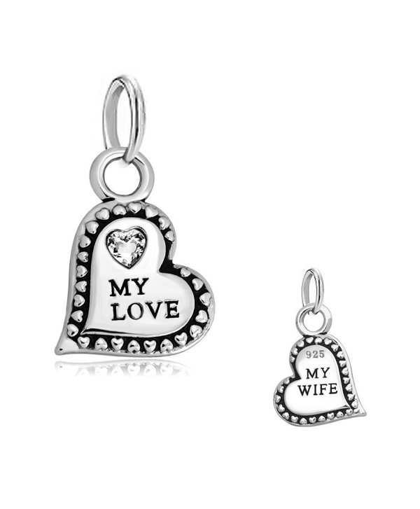 CharmsStory Sterling Silver My Love My Wife Heart Love Charms Beads For Bracelets - CI126GNIWSX