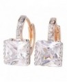 GULICX Gold Tone White CZ Zircon Sparkle Crystal Square Hoop Earrings for Women - CO1218S1RBF