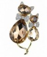 Alilang Adorable Cute Light Smoked Topaz Crystal Rhinestone Kitty Cat Animal Pin Brooch - CQ117MBC6QN