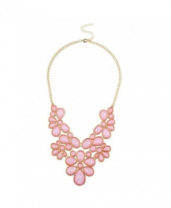 Lux Accessories Womens Tribal Flower Bib Chunky Statement Necklace - Pink - CW12F789AN3