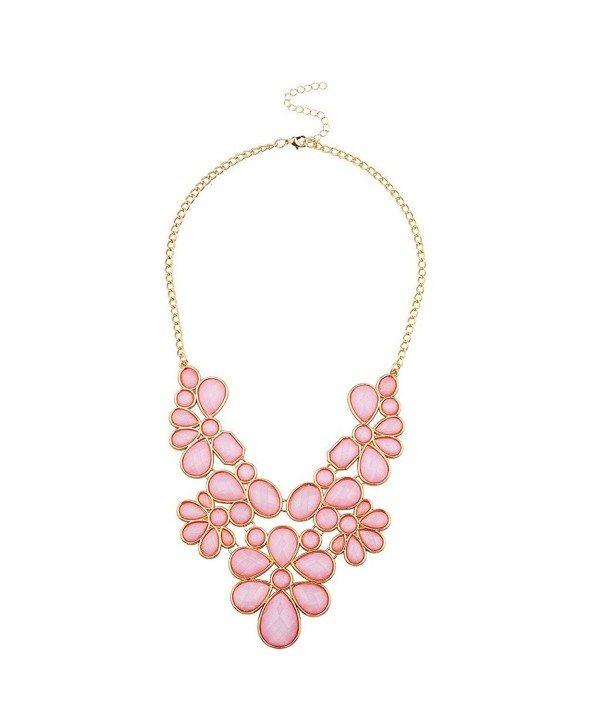 Lux Accessories Womens Tribal Flower Bib Chunky Statement Necklace - Pink - CW12F789AN3