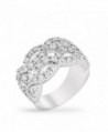 Genuine Rhodium Plated Cocktail Ring with Round Cut Clear Cubic Zirconia Accents in a Braided Design - CE12LC5639F
