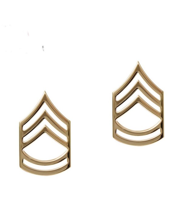 E-7 Sergeant SGT 1st First Class Army Collar Brass Pins Insignia (2) Polished Gold MADE IN USA- Certified - CQ115T88GG5