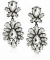 Lux Accessories Bridal Gunmetal Tear Drop Clear Rhinestone Statement Earrings - CA11NI7W061