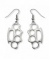 Brass Knuckles Polished Silver Finish Pewter Earrings - CK11J92PJDF