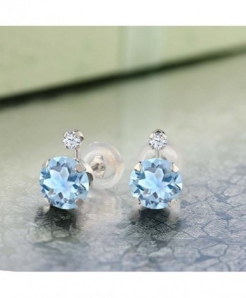 Round Topaz Created Sapphire Earrings in Women's Stud Earrings