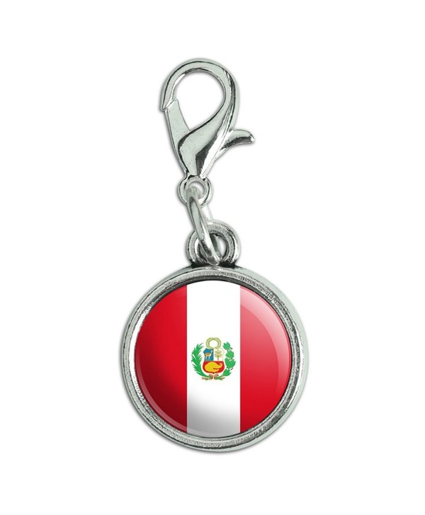 Antiqued Bracelet Pendant Lobster National - Peru With Seal National Country Flag - CW12MZNDB9C