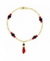 18K Gold Plated Red Figa Hand Amulet Protection Evil Eye Bracelet 6.5" - C817Y7I2Y94