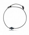 Single Genuine Black Peacock Pearl Choker Necklace on Black Leather Cord for Women - CX12MXX8P2A