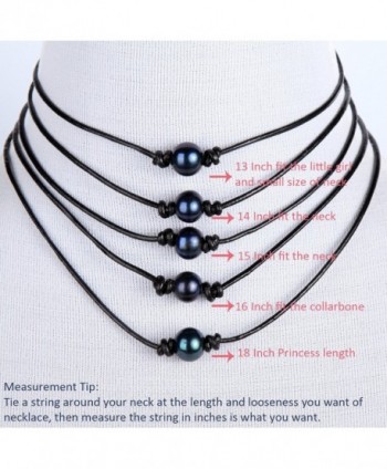 Genuine Peacock Necklace Leather Pearl 14 in Women's Choker Necklaces