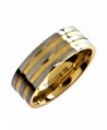 MJ Titanium 18k Gold Plated Wedding Band Comfort Fit 8mm Wide Ring - CA17YSIDSRR