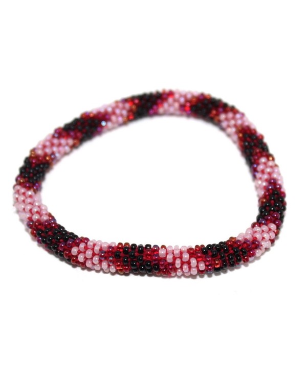 Crochet Glass Seed Bead Bracelet Roll on Bracelet Nepal Bracelet SB252 - CY127W64F3T