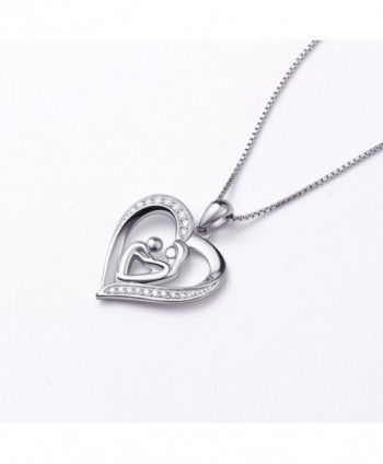 (Mother Holding Child) Sterling Silver Mothers Love Heart CZ Pendant ...