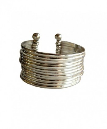 Silver Plated Stacking Easy Elegance Wide Cuff Bracelet - CD128GNH4UN